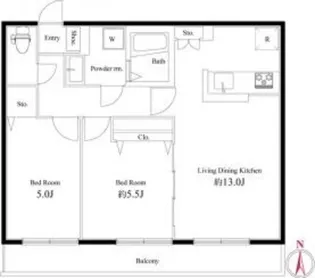 フェリス国立【2階】の間取り