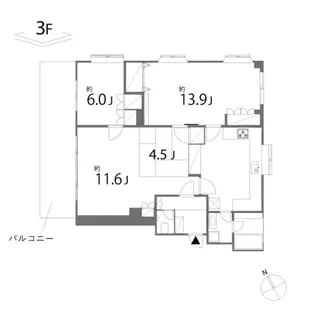 エクセル K【302号室】の間取り