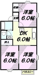 ドミール立川Ⅱ【1階】の間取り