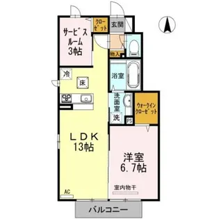 アプローズコート【106号室】の間取り