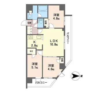 ツインズ国立Ⅰ【6階】の間取り