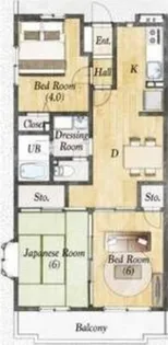 パークハイツ田園【3階】の間取り