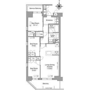 コンフォリア・リヴ八坂富士見【7階】の間取り