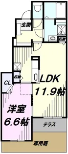 ラフィーネ草花II【1階】の間取り
