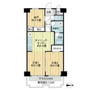 ライオンズマンション国分寺第3【104号室】の間取り