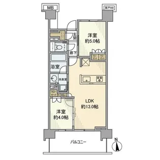 プラウドシティ国立【5階】の間取り