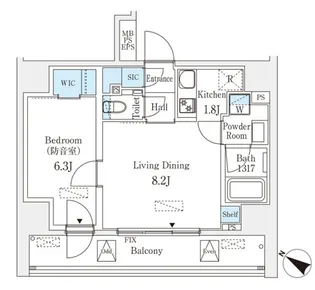 フィシオ飯田橋【11階】の間取り