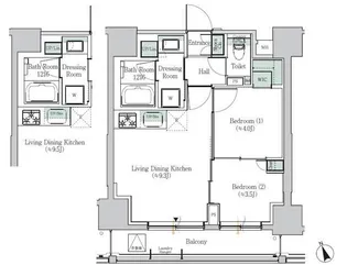 ONE ROOF RESIDENCE ASAKUSABASHI【13階】の間取り