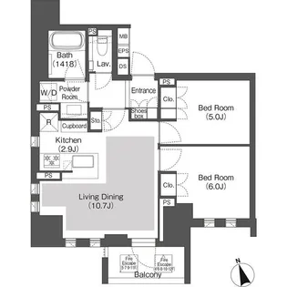 Belle Vue 千代田飯田橋【7階】の間取り
