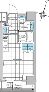 ルフォンプログレ神田プレミア【3階】の間取り