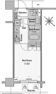 レジディア月島Ⅱ【7階】の間取り