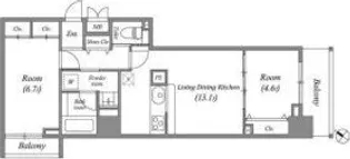 クオリタス日本橋浜町【12階】の間取り