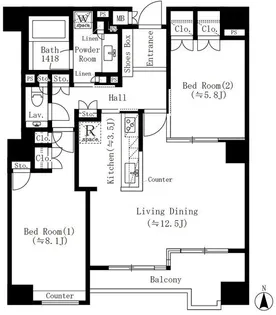 パークサイド・ウイングス【5階】の間取り