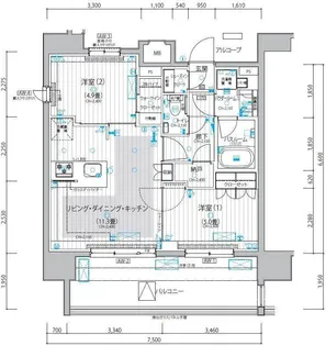 パレステージ上野入谷【13階】の間取り