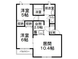ラ・ポレール陸B棟【2階】の間取り