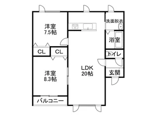 バップバーレンW17K【2階】の間取り