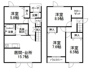 北海道帯広市新町東1丁目【一戸建】の間取り