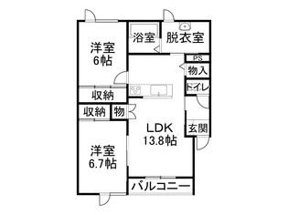 TOWN AK08【101号室】の間取り