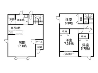 ノースヴィレッジⅡ【A号室】の間取り