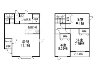 ノースヴィレッジⅡ【B号室】の間取り