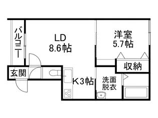 仮)西4南2AP【303号室】の間取り