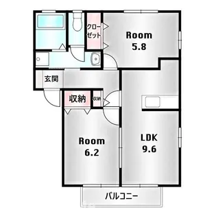 カーサドマーニ B【2階】の間取り