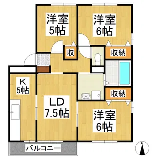 エクセレントガーデンARUGA A棟【3階】の間取り