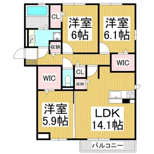 プレ・アジュール【3階】の間取り