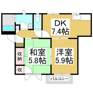 ディアスのみぞ A棟【2階】の間取り