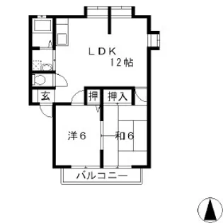 グリーンガーデン石芝B【2階】の間取り