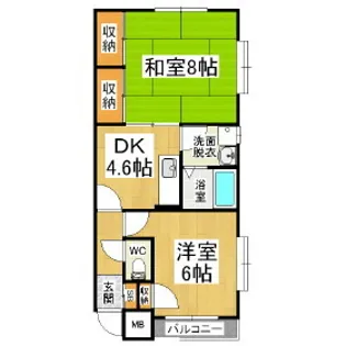 シャインパレス中村【1階】の間取り