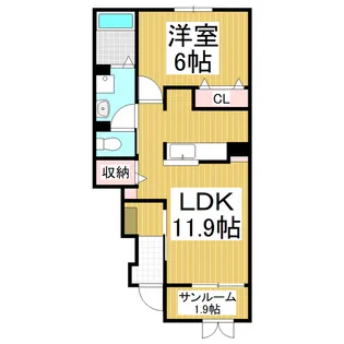 リブ ブライト パークA【1階】の間取り