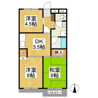 四ッ谷ハイツ【3階】の間取り