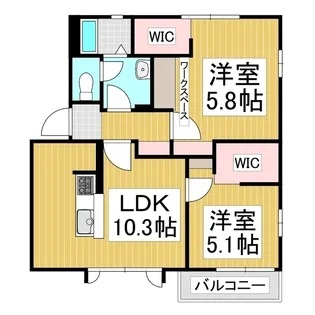 フレグランス永田B【2階】の間取り