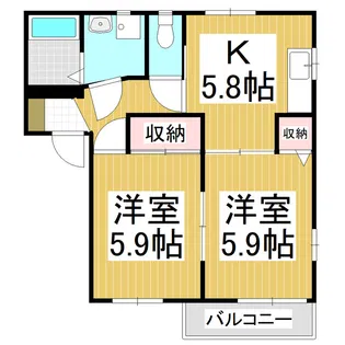 ディアス上杉B棟【1階】の間取り