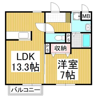 ラ ポール 松澤 B【2階】の間取り