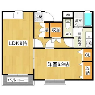 コーポハート【1階】の間取り