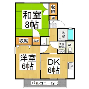 コーポせせらぎB棟【2階】の間取り