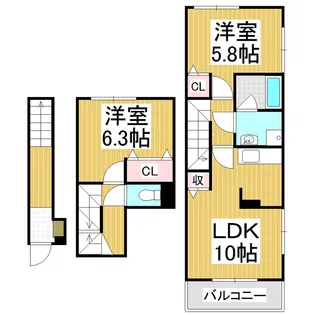 サニーハウス K Ⅱ【2階】の間取り