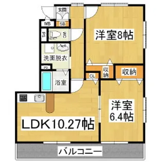 ヴィラージュ山辺B棟【3階】の間取り