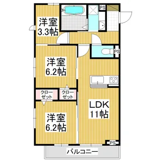 グランスクエア Ⅲ番館【3階】の間取り