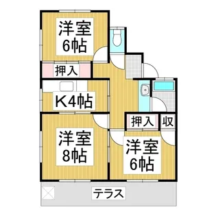 富士ハイツA棟【1階】の間取り