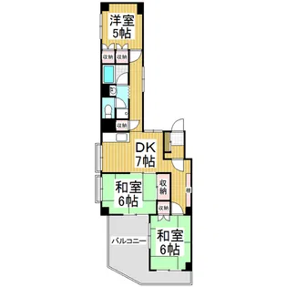 ハイホームズ七瀬【6階】の間取り