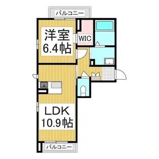 パルテール若里【1階】の間取り