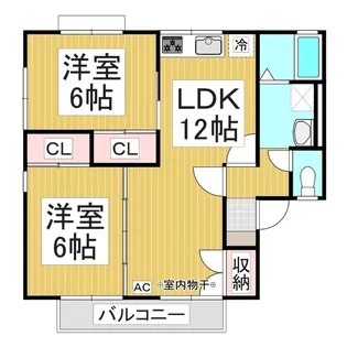 コスモタウン三輪 C【2階】の間取り