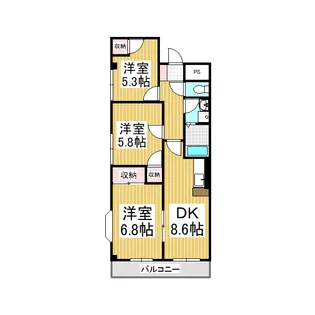 グランドマンション田園【3階】の間取り