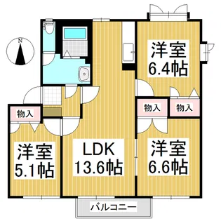 メゾンクレール原Ⅱ A棟【2階】の間取り