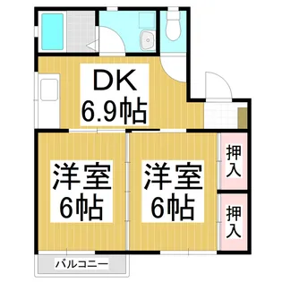 アトゥレ若葉Ⅱ【2階】の間取り