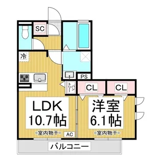 リヴェール中御所 A棟【1階】の間取り