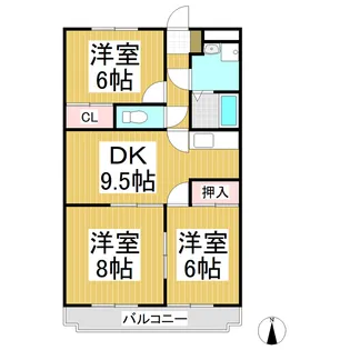 ソレイユ三本柳【3階】の間取り